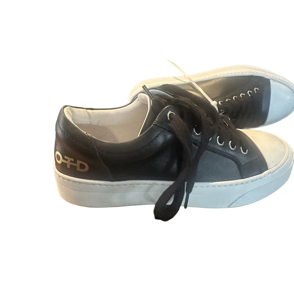 OTD Shoes - Women's OTD Black & White Leather Platform Sneakers